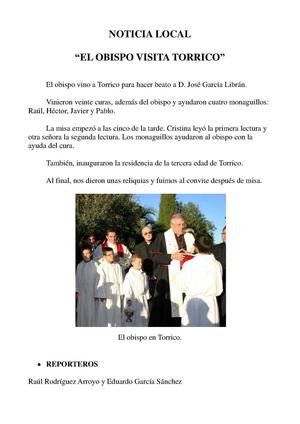 EL OBISPO VISITA TORRICO