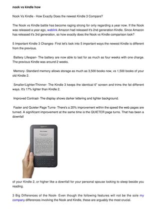 Nook Vs Kindle - How Exactly Does the New Kindle 3 Compare?