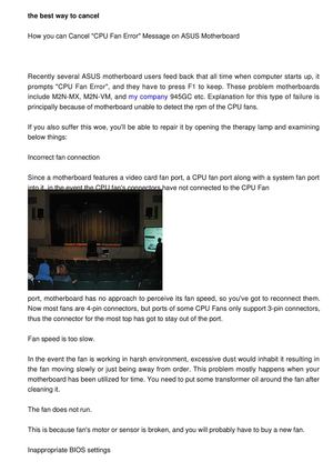 How you can Cancel "CPU Fan Error" Message on ASUS Motherboard