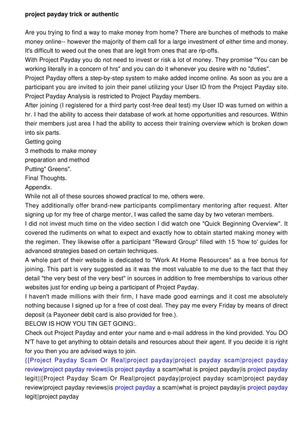 Project Payday Rip-off Or Authentic Be careful An Comprehend