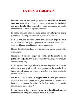Cuento " La jirafa Carapaja"
