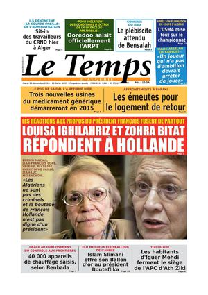 Le Temps d'Algérie Edtion du Mardi 24 Décembre 2013