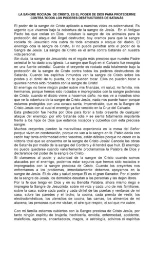 LA SANGRE CONTRA LOS PODERES  DE SATANÁS