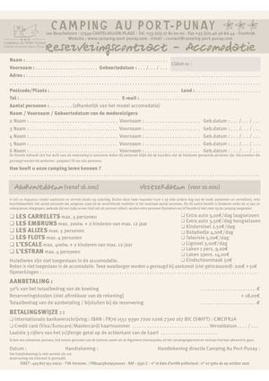 Contrats Camping et Locations 2014 Camping Au Port-Punay *** - NL