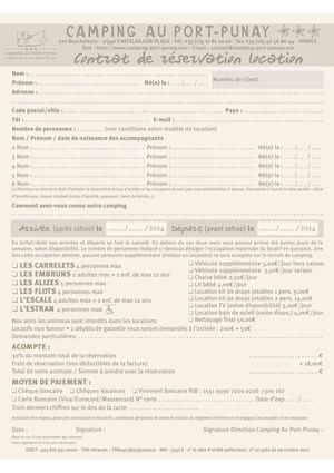 Contrats Camping et Locations 2014 Camping Au Port-Punay *** - FR