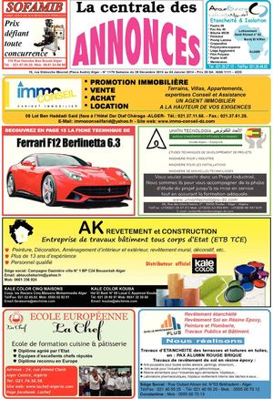 La centrale des annonces N° 1179 Semaine du 29 Décembre 2013 au 04 Janvier 2014 