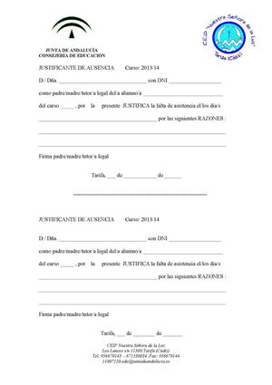 Justificante de falta