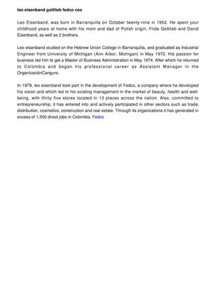 Leo Eisenband Gottlieb Fedco CEO