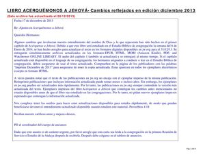 Acerquemonos a Jehova- Cambios en edición 2013 (corrección hecha el 28/12/2013)