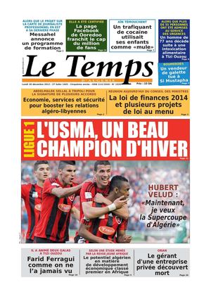 Le Temps d'Algérie Edtion du Lundi 30 Décembre 2013