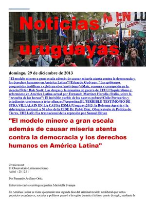 Noticias Uruguayas domingo 29 de diciembre del 2013