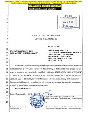 Judge Eugene Balonon Eliminates Family Court Hearing Continuances Under Local Rule-Issues Standing Order Covering All Cases-Sacramento Family Court - Hon. Eugene Balonon Supervising Judge Sacramento County Superior Court Family Relations Courthouse
