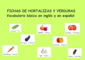 Fichas de vocabulario sobre verduras y hortalizas