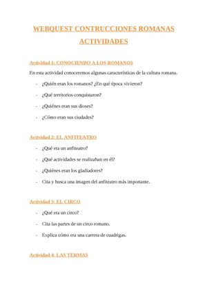ACTIVIDADES WEBQUEST: CONSTRUCCIONES ROMANAS