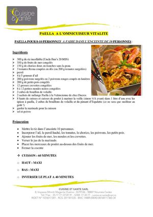 PAELLA FAIT A L'OMNICUISEUR VITALITE pour 10 personnes
