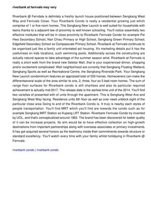 Riverbank at Fernvale is your Sengkang New Launch condo. You can simply romance residing in this one recently released condo. 