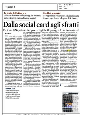 DALLA SOCIAL CARD AGLI SFRATTI