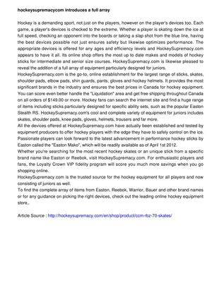 HockeySupremacy.com Presents a Full Array of Hockey Devices Designed for Junior Players