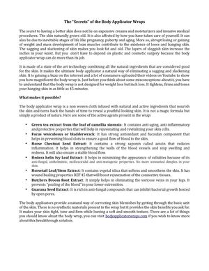 The “Secrets” of the Body Applicator Wraps