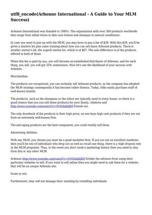 Arbonne International - A Guide to Your MLM Success