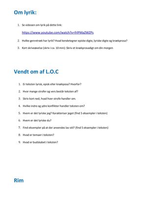 Undervisningsforløb lyrik