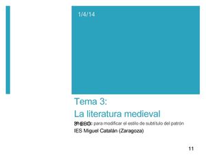 Unidad 3: La literatura medieval