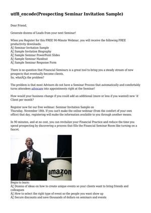 Prospecting Seminar Invitation Sample