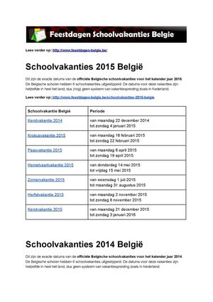 Schoolvakanties Belgie - Ontdek de exacte datums