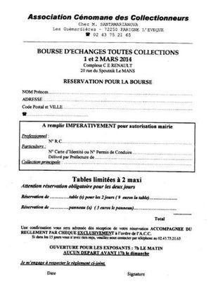 Pour imprimer la fiche d'inscription à la bourse des 1er et 2 mars 2014