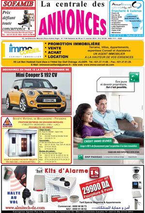 La centrale des annonces N° 1180 Semaine du 05 au 11 Janvier 2014 