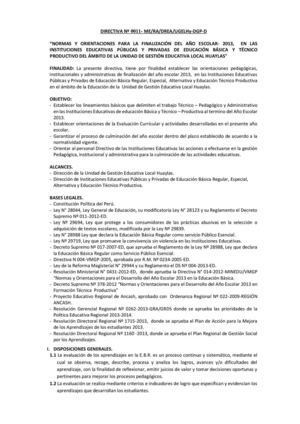 Directiva de Finalizacion del  año escolar 2013 UGEL HUYLAS