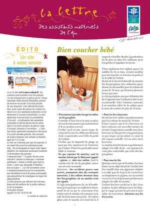 Lettre des assistants maternels de l'Ain n°37 - novembre 2012