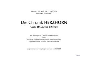 Vortrag anläßlich Erscheinens des Dorfbuchs HERZHORN