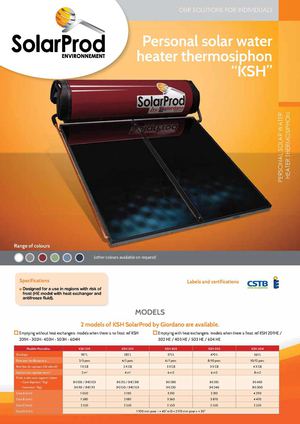 Personal solar water heater thermosiphon “KSH”