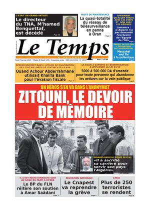 Le Temps d'Algérie Edtion du Mardi 7 Janvier 2014