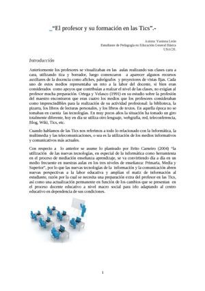 El profesor y su formación en las Tics.-