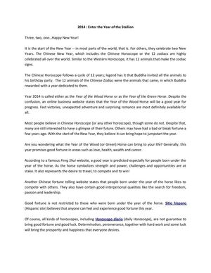 2014 : Enter the Year of the Stallion