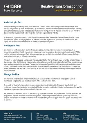 Global Payer Resource- Healthcare Payer Services- - Iterative Transformation for   Health Insurance companies