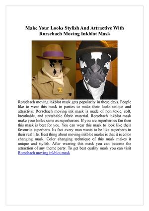 Make Your Looks Stylish And Attractive With Rorschach Moving Inkblot Mask 