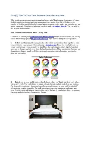 Calaméo - Five (5) Tips To Turn Your Bedroom Into A Luxury Suite