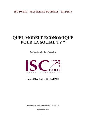 QUEL MODÈLE ÉCONOMIQUE POUR LA SOCIAL TV ?