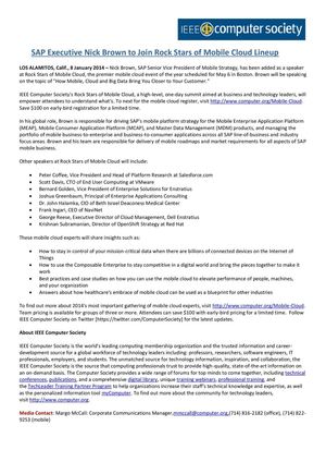 SAP Executive Nick Brown to Join Rock Stars of Mobile Cloud Lineup