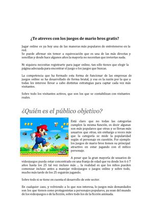 ¿Te atreves con los juegos de mario bros gratis?
