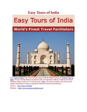 Tours of India by Easy Tours of India