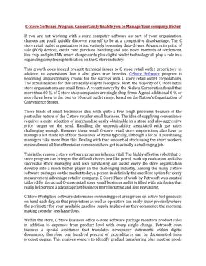 C-Store Software Program Can certainly Enable you to Manage Your company Better