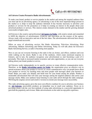 Radio Advertising Agency In Noida