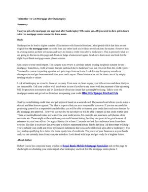 How to get mortgage after bankruptcy