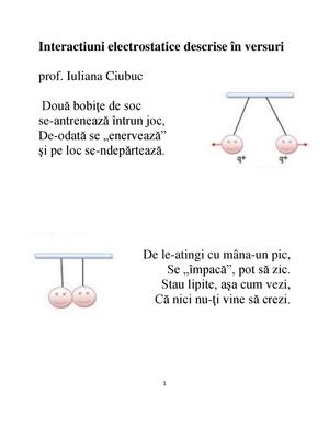 INTERACTIUNI ELECTROSTATICE descrise in versuri