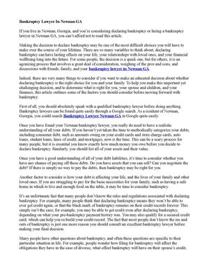 Bankruptcy Lawyer Newnan GA