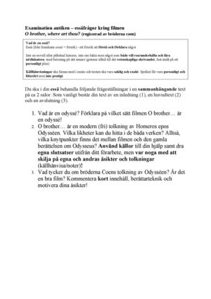 Examination antiken essä sv2